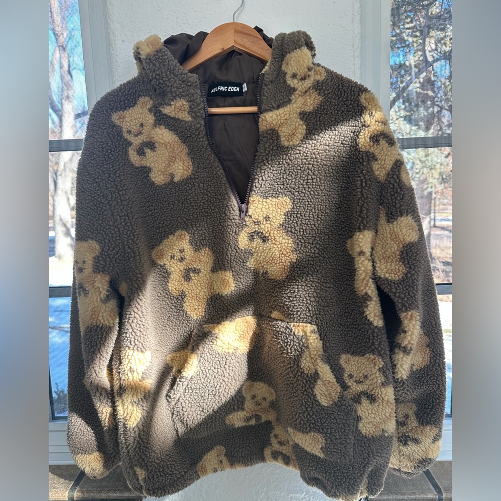 Aelfric Eden Oversized Brown Teddy Bear Hoodie Harujuku